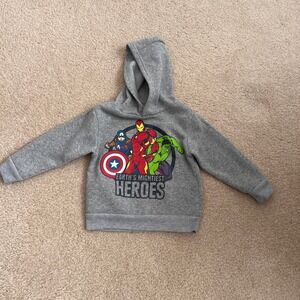 Avengers Hoodie Earth's Mightiest Heroes Captain America Iron Man Hulk Gray‎ 2T